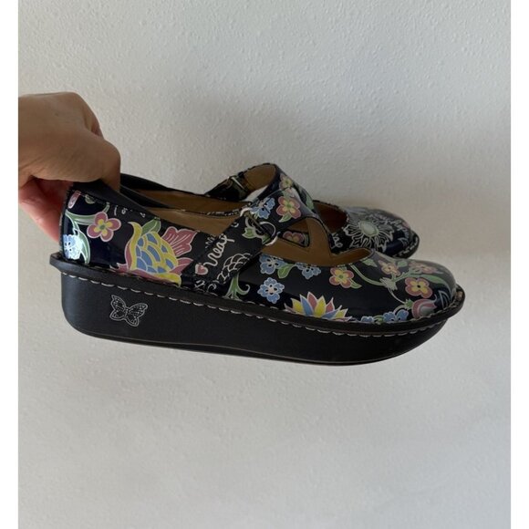 Alegria Women's Day-354 Day Mary Jane Shoes 39 8 Sew Platform Flats Flowers - Picture 2 of 6